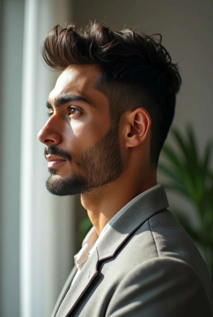 a a 35 yo man from United Arab Emirates in modern,  profil ,ultra-detailed,(photo-realistic:1.),HDR,extremely detailed face and body, portrait, day lighting, soft lighting, not professional photo