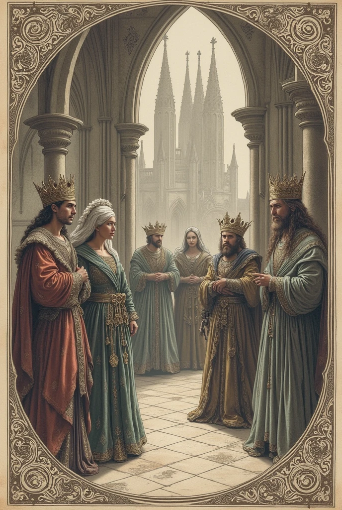 I want a drawing in medieval style