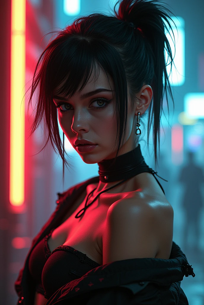 cyberpunk girl seductive pose leds ass   light and shadow, ultra-realistic, 16K. 3D style, , Octane render, ray tracing, depth of field, super detail