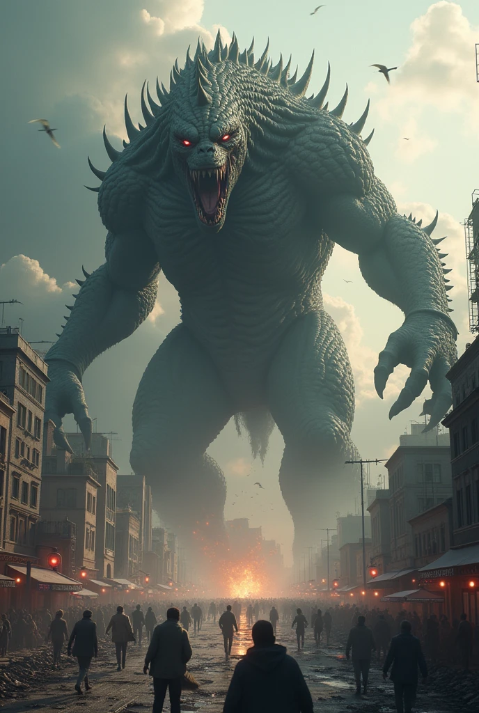 Angry monster destroying cities