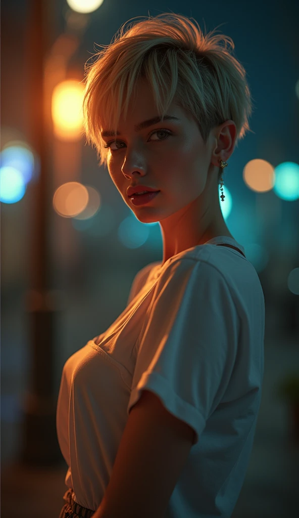 (Digital art like a movie: 1.3), high quality, Tabletop, 最high quality, Very detailed, shape, [4K Digital Art]、 India No, (Sharp focus: 1.5), (Moody lighting:1.2), Written boundary depth, Bokeh, 4K 、High resolution, Very detailedな, Very detailed CG Unity 8k wallpaper, Realistic, Realistic, RAW Photos, beautiful and Detailed face, White skin, Realistic glowing skin, high qualityの生地, Detailed hair texture, Perfect body, Beautiful Face, Acura, Anatomically correct, highly Detailed face, Eye and skin texture, Natural neck length, (Beautiful Eyes), (Beautiful Hands), (Glowing Skin:1.2), Thin legs, Thin legs, Knowledgeable person、Detailed face、Detailed Background、 (Live Action、Intricate details)、blonde、pixie short hair、office lady、 Dramatic Compensate、Compensate、Pinky pink lipstick、eye make up、mascara、eyeliner、eye shadow、Light purple eyes、 White shirt、High Waist Mini Skirt、(Grin、Ahegao笑顔:1.5, Drinking alcohol、drunkenness) (((Ahegao, , Sweat, Open door:1.3, Late night visit)))、One Woman, (Drunk:1.4), OL 、 pantyhose, all, Entrance、Outdoor, (Drunk 、Stumble:1.2), Whole pin、While drinking a can of beer、The perfect human body、Drinking canned beer、Beautiful woman、(night:1.8, Dim lighting)、Large saggy breasts、Puffy nipples、Pink nipples、Shiny Cat、Hairless pussy