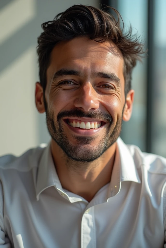 portret a 35 yo man from United Arab Emirates in modern, (smile: 0,6), anfas ,ultra-detailed,(photo-realistic:1.),HDR,extremely detailed face and body, portrait, day lighting, soft lighting, not professional photo