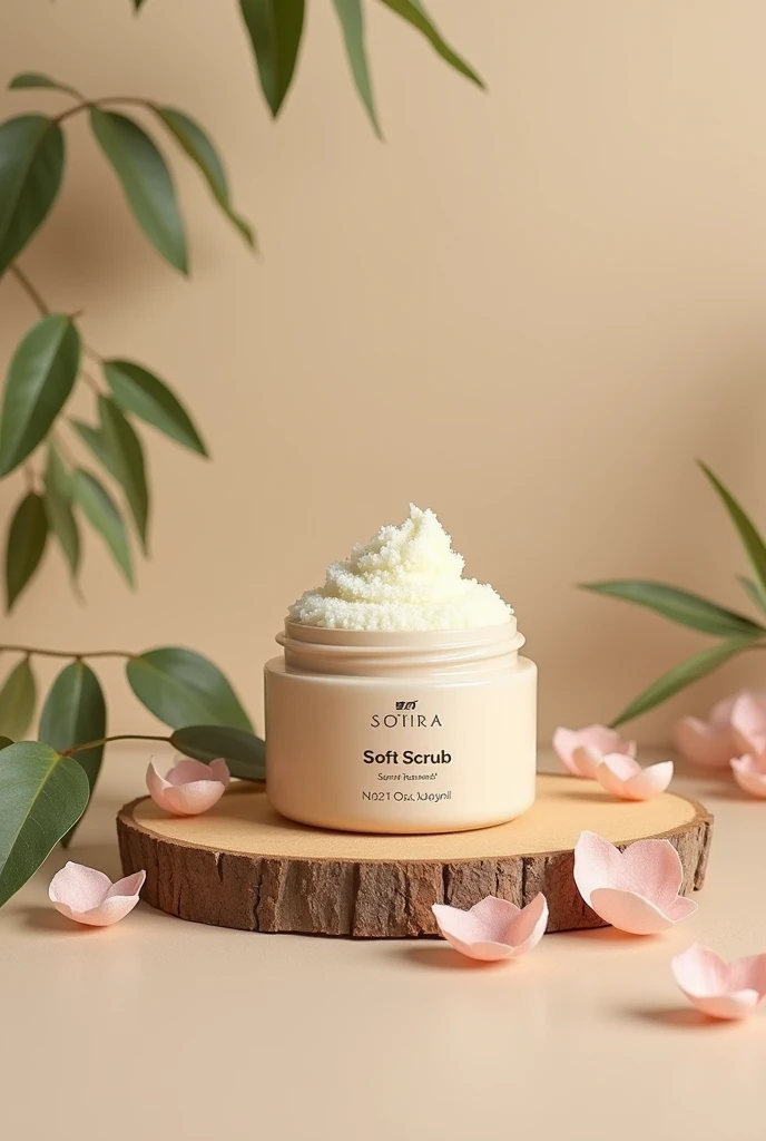 Create a design for a scrub that says natural softness 