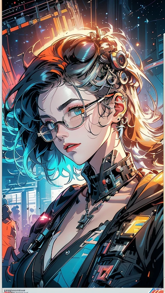 (((masterpiece, highest quality))),(((solo:1.2))),(((1girl:1.2))),32k wallpaper, very detailed, poster, vintage science fiction,(((((geometric cinematic movie poster))))), (bauhaus), shape,(((abstract))),(mid century modern),movie poster,(((((portfolio))))),(((((Close-up))))),(((((bust up))))),((((more various angle)))),(((highlight))),((((heterochromia)))),(((complete. detailed face))),(((Extremely talented))),(((((most complecated machine))))),(Cleavage),(((((unlimited mechanic Workaholic))))),(((Absolutely detailed Mighty machines background))),neon light,(((Four-dimensional space)))