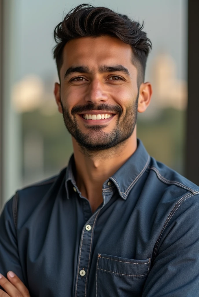 portret a 35 yo man from United Arab Emirates in modern, , anfas ,ultra-detailed,(photo-realistic:1.),HDR,extremely detailed face and body, portrait, day lighting, soft lighting, not professional photo