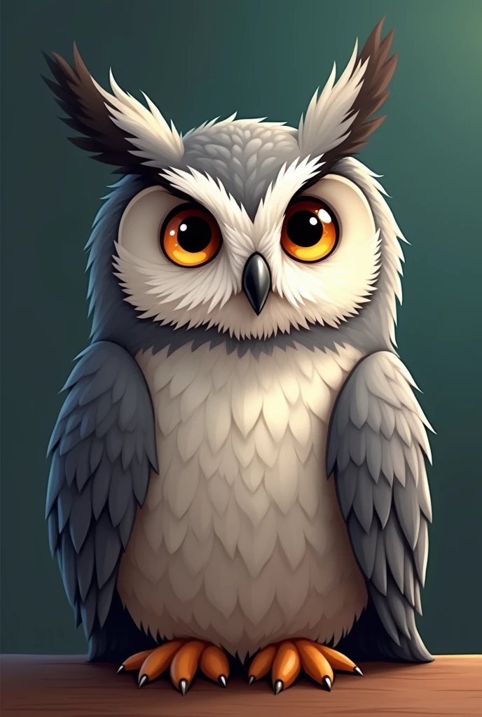 create a cartoon picture of a gray-furred owl professor smiling from ear to ear in appreciation