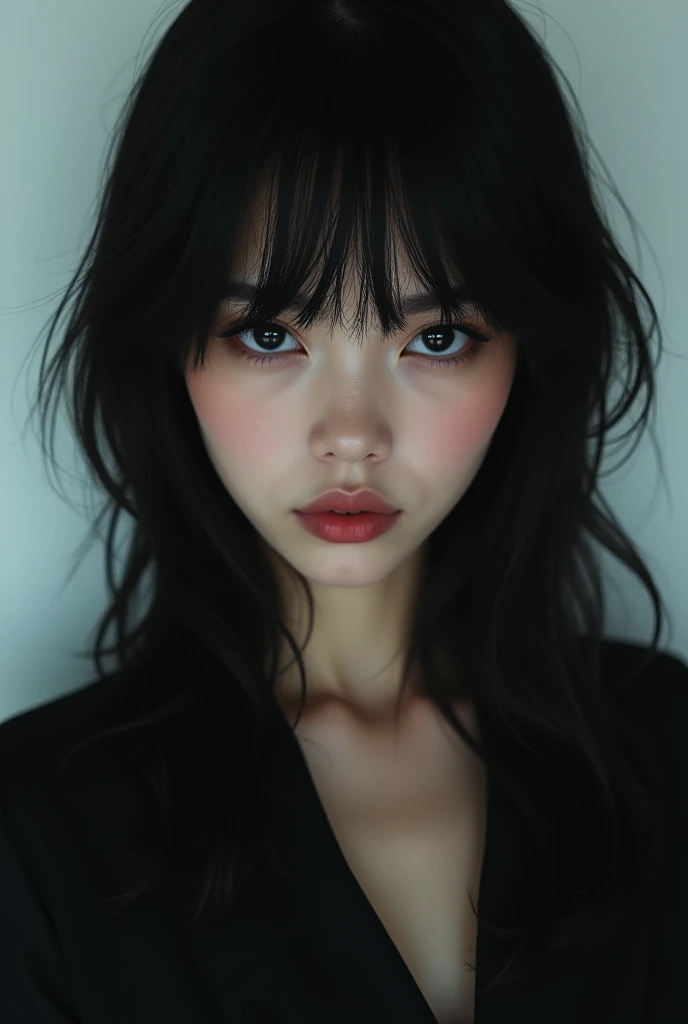 Hot girl with black hair and cold eyes