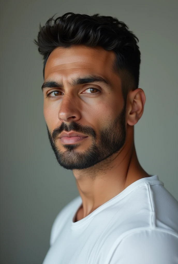 a a 35 yo man from United Arab Emirates in modern, , profil ,ultra-detailed,(photo-realistic:1.),HDR,extremely detailed face and body, portrait, day lighting, soft lighting, not professional photo