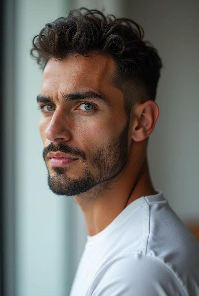 a a 35 yo man from United Arab Emirates in modern, , profil ,ultra-detailed,(photo-realistic:1.),HDR,extremely detailed face and body, portrait, day lighting, soft lighting, not professional photo