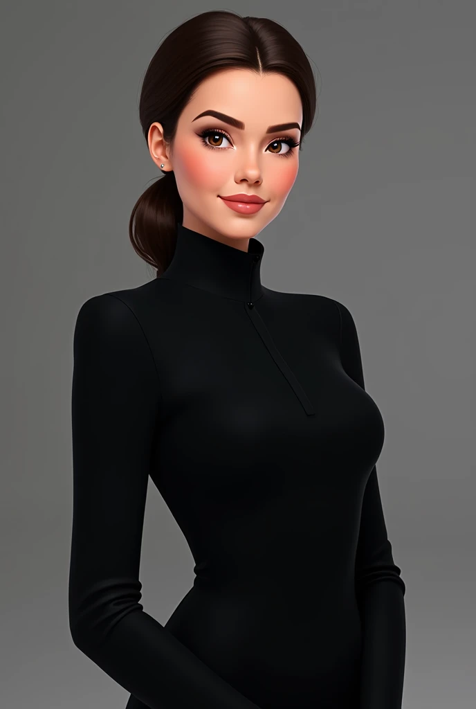 A female anchor neck covered dress full hand black dress facing right my eyes as an anchor