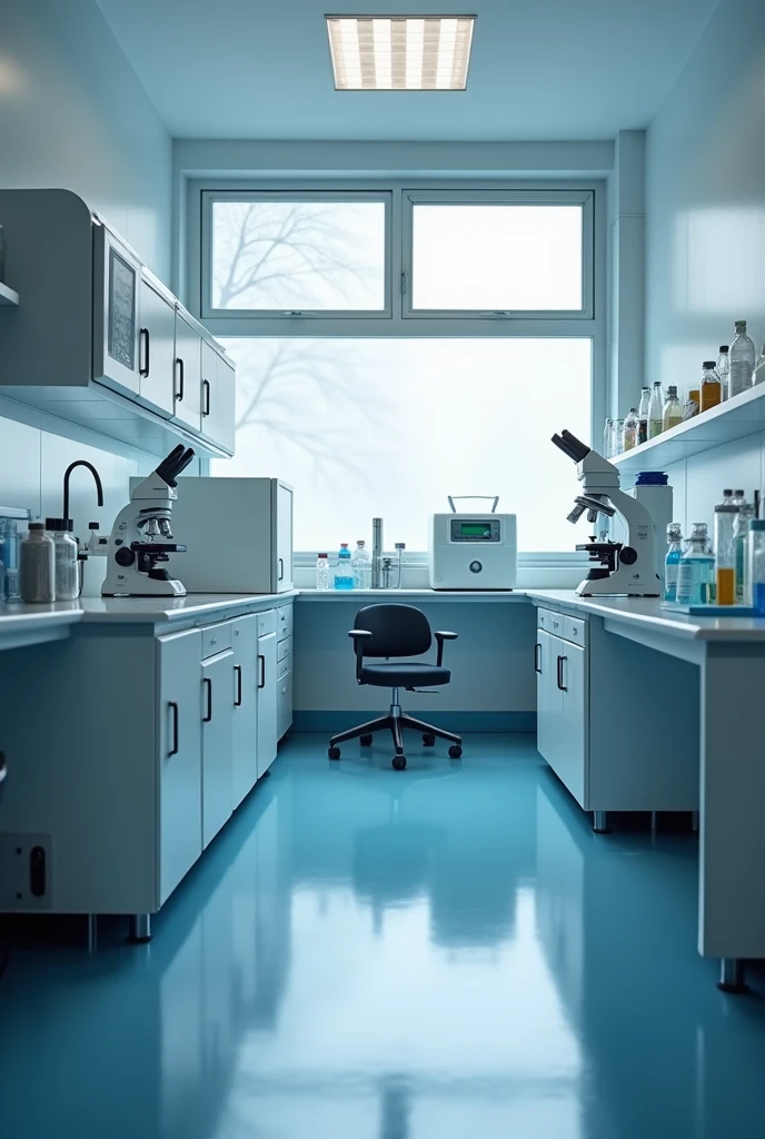 bacteriology laboratory: security cabin, microscope, autoclave, incubation oven, microscope, counter washing place, chair cooler
