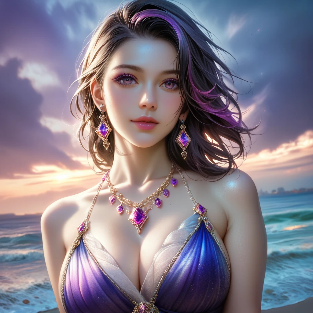 score_9, score_8_superior, score_7_superior, A masterpiece in 32K resolution,Highest quality,it is really amazing,Very detailed,Ultra-high resolution,Ultra-realistic,Realistic,Increased depth of field,Cinematic lighting,
Sexy mature Japan woman,
black straight medium hair,Ultra-detailed and beautiful face,Gentle expression,Translucent white skin,Realistic skin texture,
Elegant swimwear,
Elegant and luxurious design,Colorful color patterns,Beautifully detailed decoration,Detailed fabric texture,
Gorgeous necklace,Earrings,
Dark skies before the storm,Dark clouds covering the dark sky,Thunderclouds rolling in,Coastline at night,Stormy seas,delay々A desolate sandy beach that continues,
Dramatic Angle,