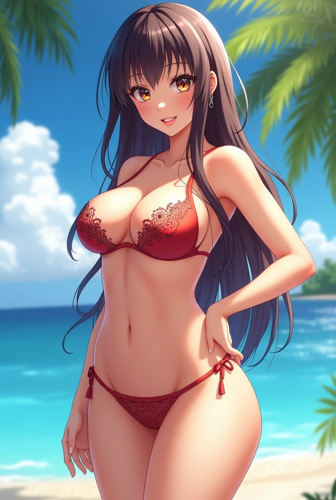 Anime hot girl in bikini big breasts