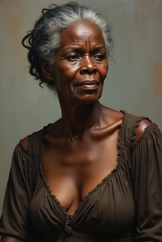 SubmisdiveAfricanbig black collarslave Granny strict grandma face wrinkles saggy body Older woman old lady Gray hair covering tits but seducing with dress excited showing ass looks wondering a toyboy like a cougar