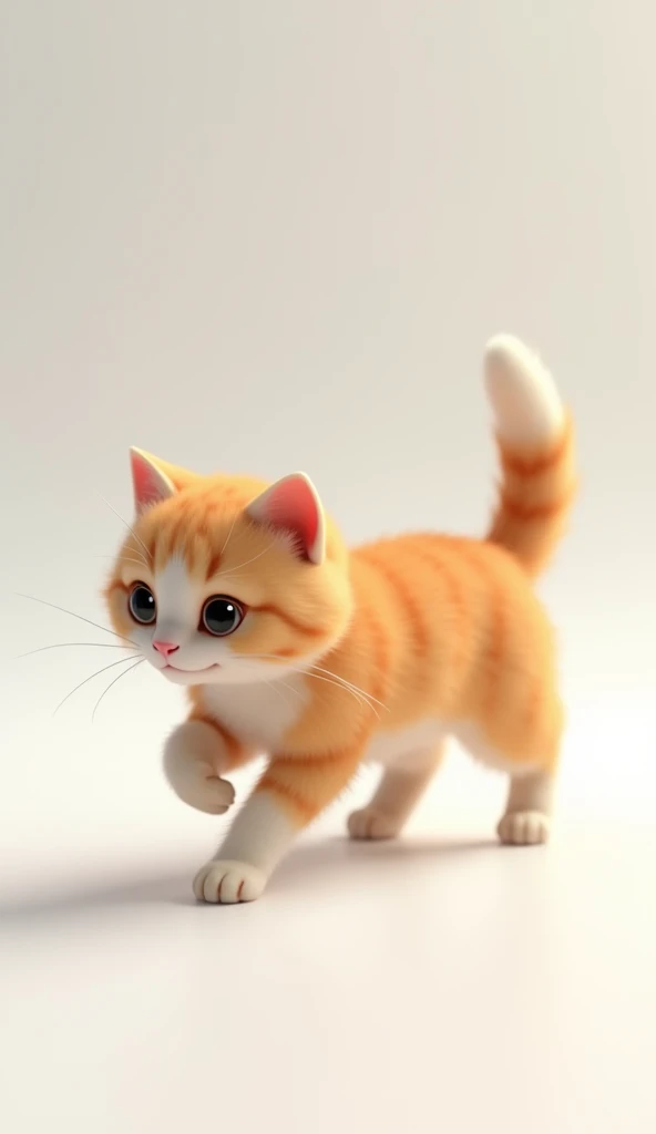 "Create a realistic animation of a cat in motion, emphasizing smooth and natural movements. The cat should exhibit graceful and fluid actions, capturing the essence of its agility and elegance. Ensure that the fur and body movement reflect a soft, lifelike quality, with attention to the subtle details of each motion."