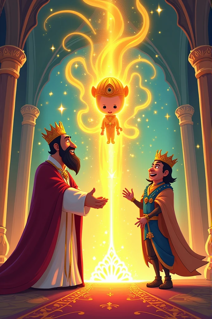 The king called Chakor with love and indeed he began to spew gold cartoon image