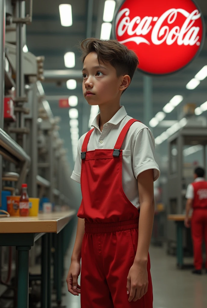 A skinny boy who working at coca cola company