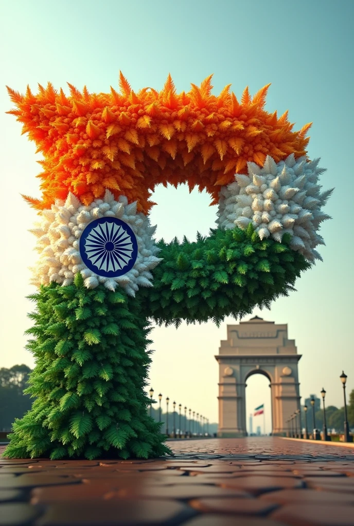 P letter in Indian flag with India gate