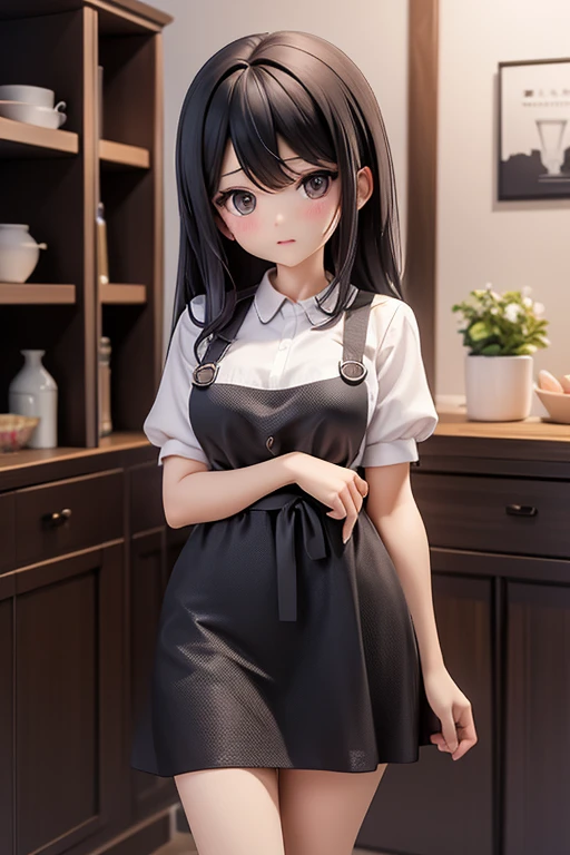 30-year-old woman、Mother,Married women,,Black Hair,Small breasts、Small breasts、Casual wear、Dress casually、apron、Casual wear、Cut and sew、4 clothing patterns、Clothing design、whole body、One character、Character Sheet
