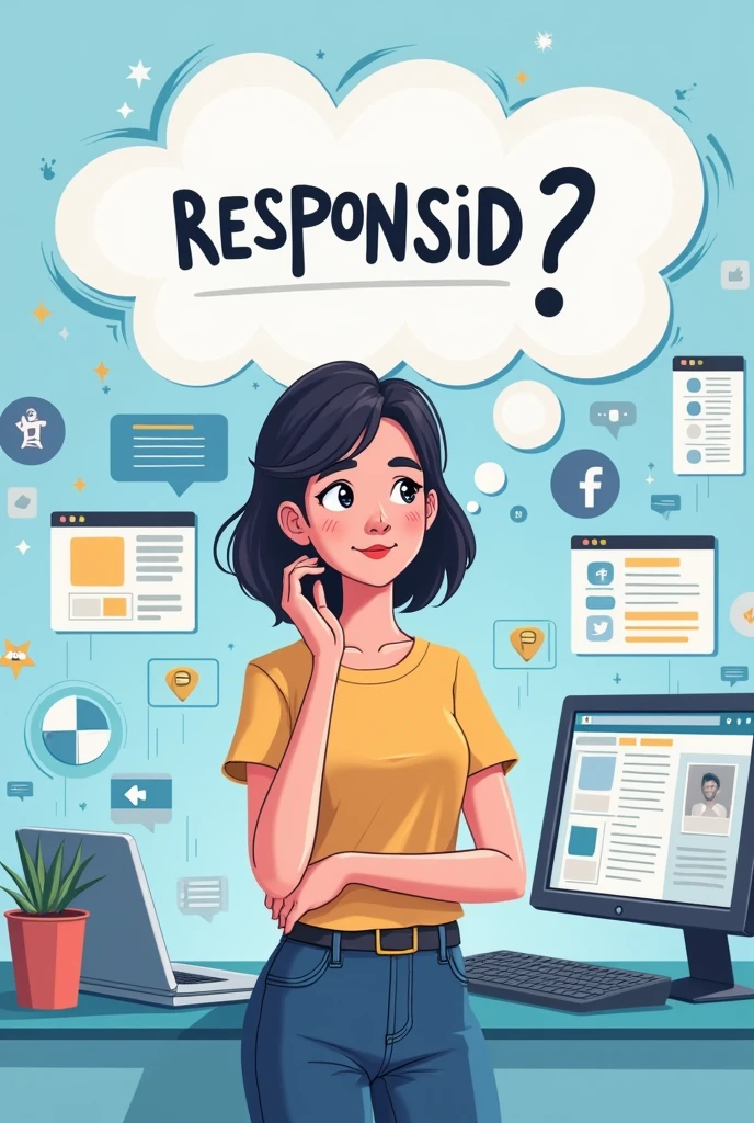 (editorial cartoon),Responsible social media user 
