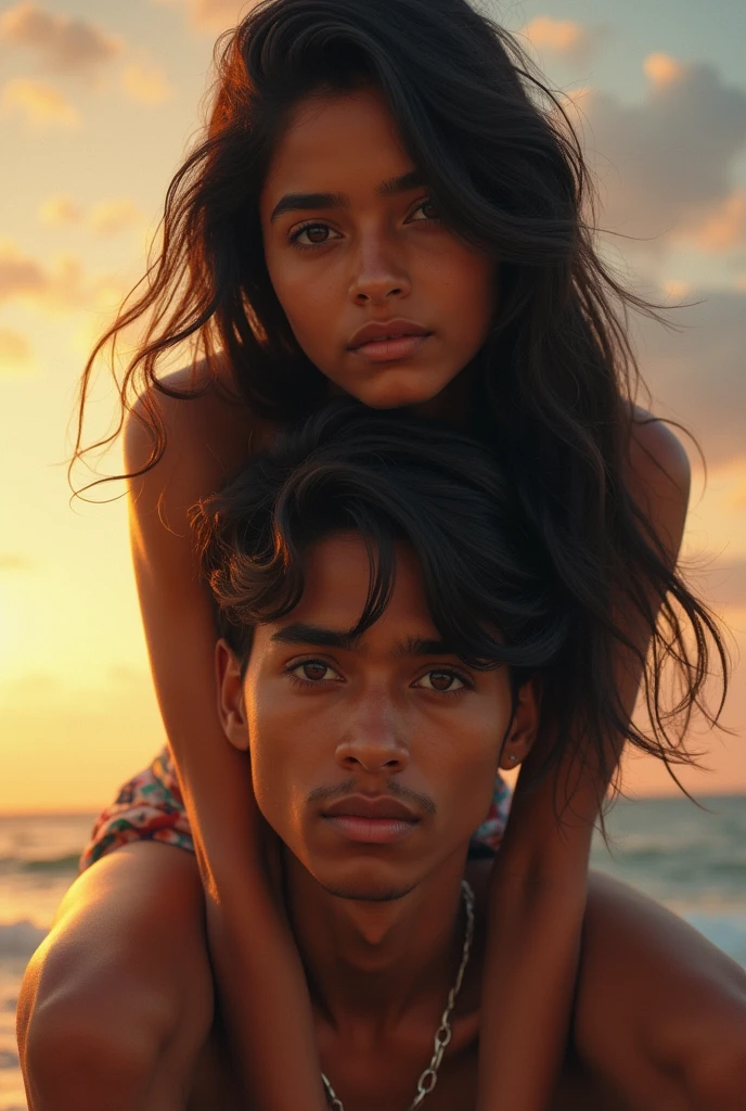 (photorealism:1.2), indian girl on top of male