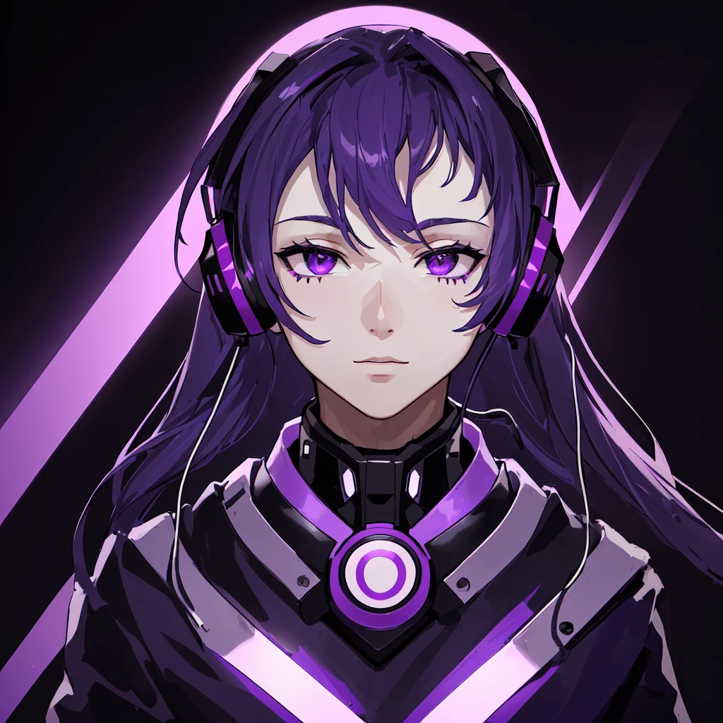 arafed man with headphones on his neck and a purple background, headphones dj rave, wearing purple headphones, twitch streamer / gamer ludwig, halfbody headshot, headshot profile picture, dadaist, twitch streamer, discord profile picture, profile picture 1024px, with head phones, make it with black and deamon horns on head black eyes