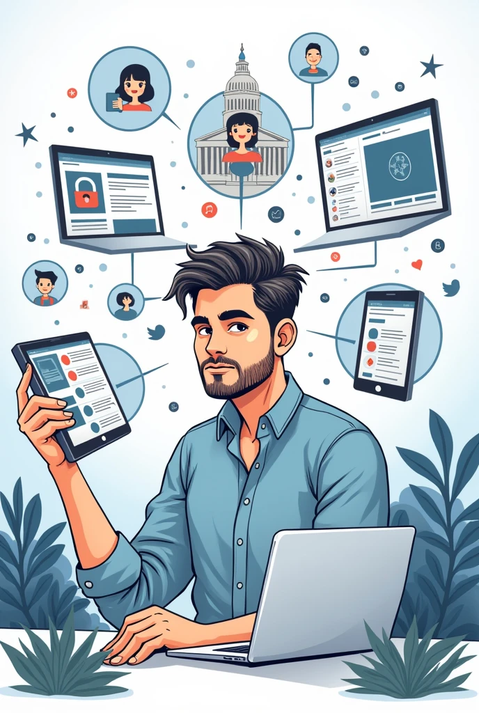 (editorial cartoon),Responsible social media user
