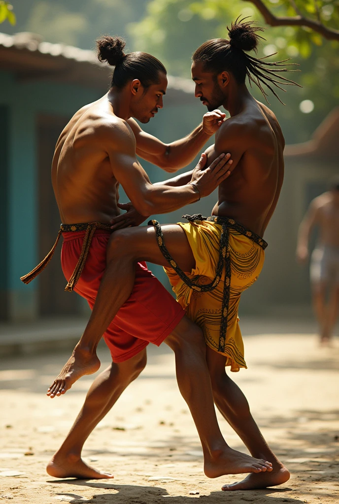 Create two people "grappling"capoeira