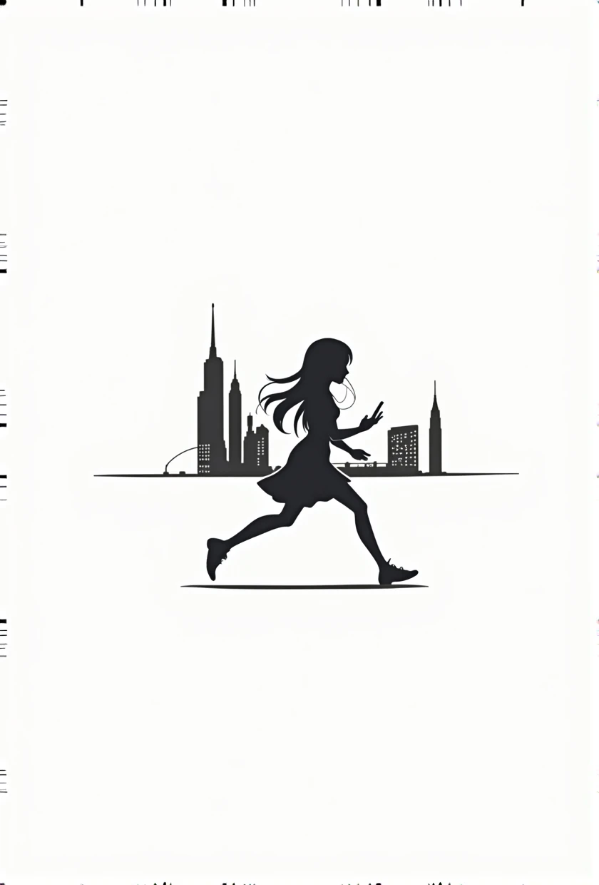 (Silhouette Art,crop:1.6) (((Paper cutting art,blackだけが存在する世界:1.3) ランニングをするgirl1人,alone, (girl,profile:1.2),white, Clear and beautiful face,black 、Buildings Behind,Long Hair,非常にLong Hairの切れ目、Hold your smartphone、Put on your earphones (黄green色 green:6.1) Textured glass background,Shorts、黄greenグラデーション