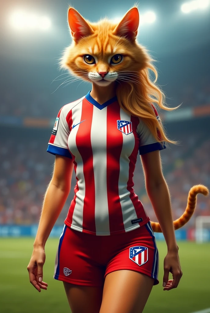 Sexy Kitty dressed in Atlético de Madrid