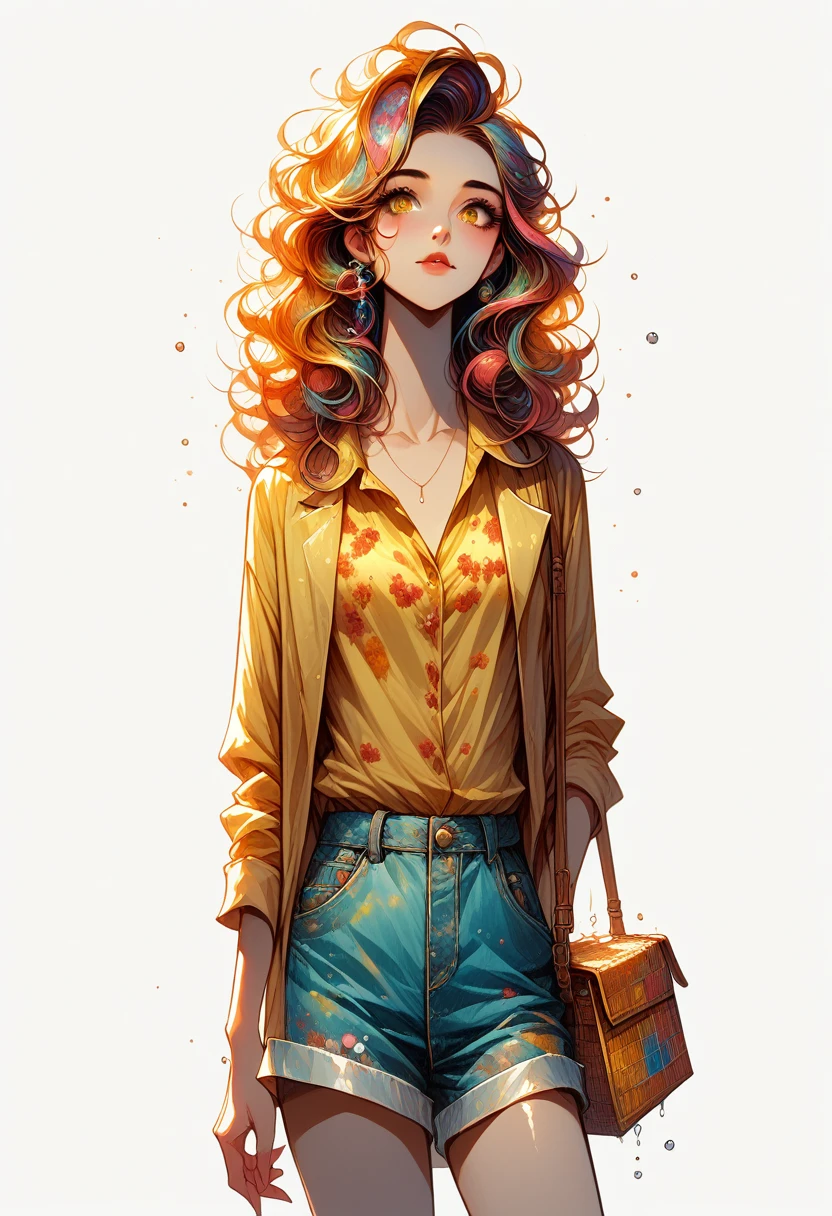 a woman with blond hair and a yellow shirt is standing, in digital illustration style, cartoon style illustration, trends in art, no art style by bowater, highly detailed character design, style of charlie bowater, Beautiful drawing style, Charlie Bowater art style, stunning art style, colorful illustration, detailed fashion illustration, yellow theme wavy hair