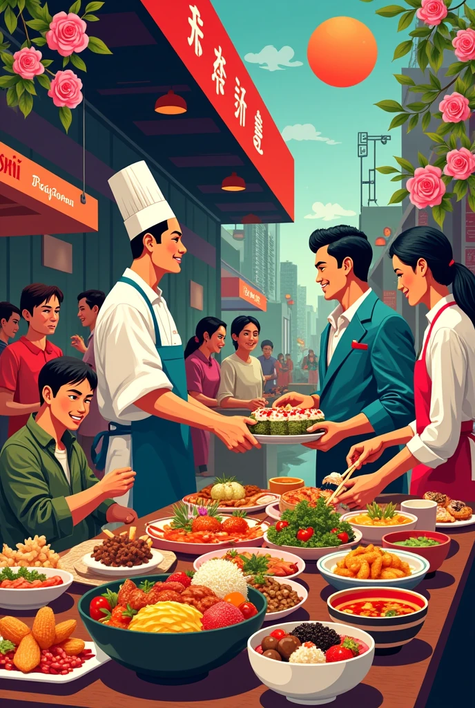 Japanese food with Filipino food poster
