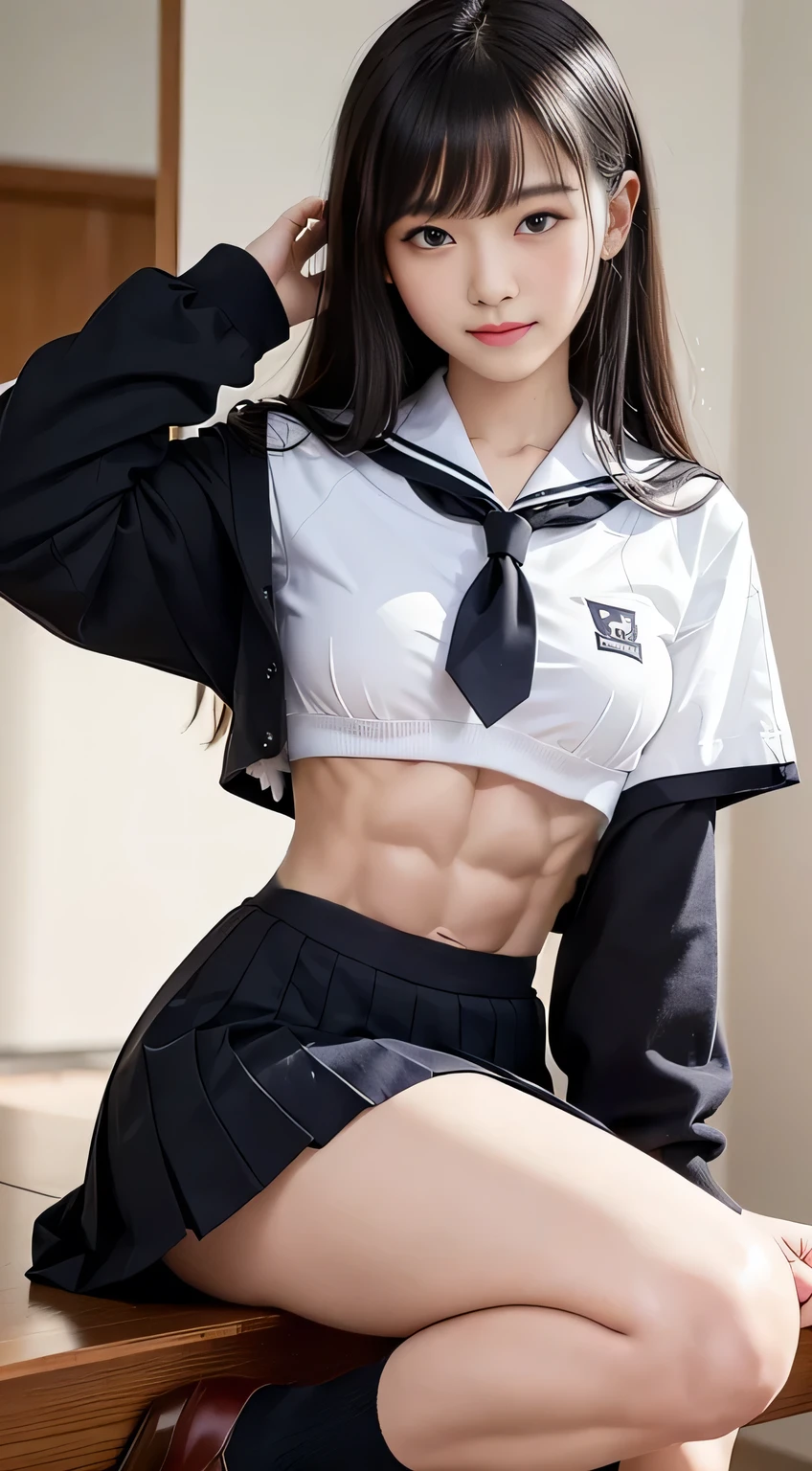 girl with sixpack, abs, well-formed and well-defined sixpack abs