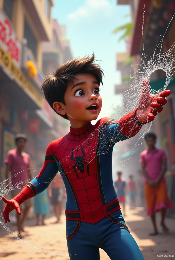 Indian boy get spider man power and throw spider web 1st time with hand