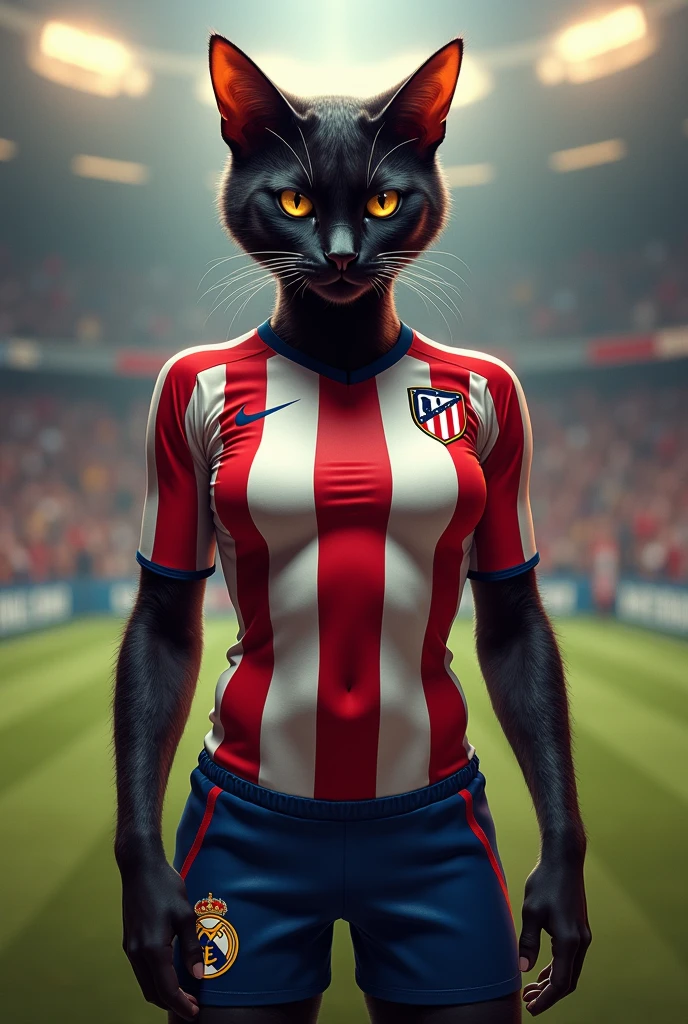 y cat dressed in Atlético de Madrid