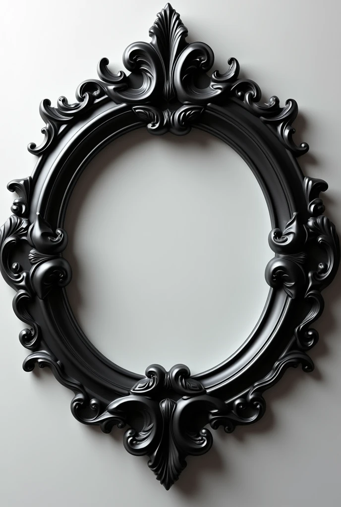 Semi realistic Circular luxury metallic baroque ornament frame in black