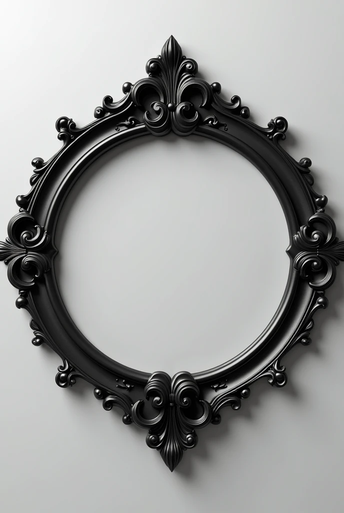 Semi realistic Circular thin luxury metallic baroque ornament frame in black