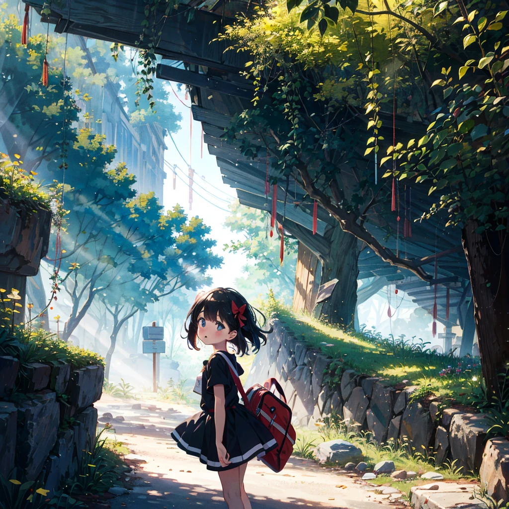 {{{Masterpiece, highest quality, high-resolution background}}}, bright and beautiful atmosphere, 1 girl (7 years old, round face, baby face), small breasts, easy-to-move clothes, girl climbing a thick tree, "deltamon_sdXL :0.73) >Deltamon”