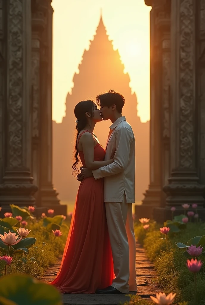 Taehyung and Jungkook Angkor Wat Kiss