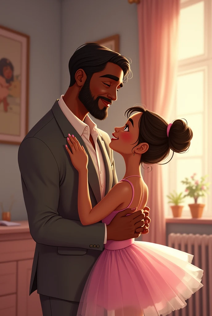 Disney style image of a ballerina&#39;s father with dark skin