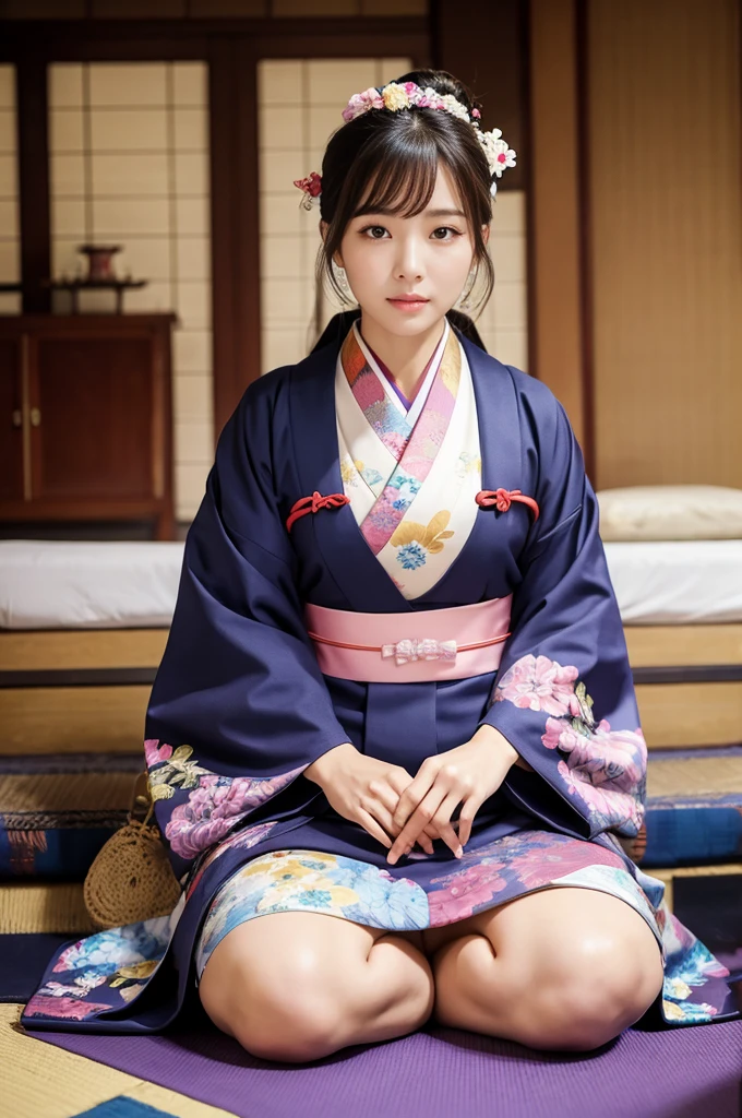 Women dominate、Dominant、High-quality images、Full body image、Contemptuous gaze、Korean women、Face sitting、kimono