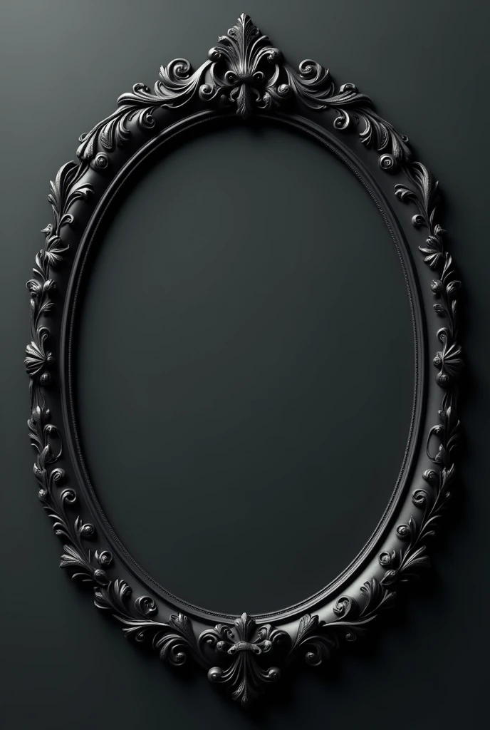 Semi realistic round Circular ratio thin luxury metallic semi baroque ornament frame in black