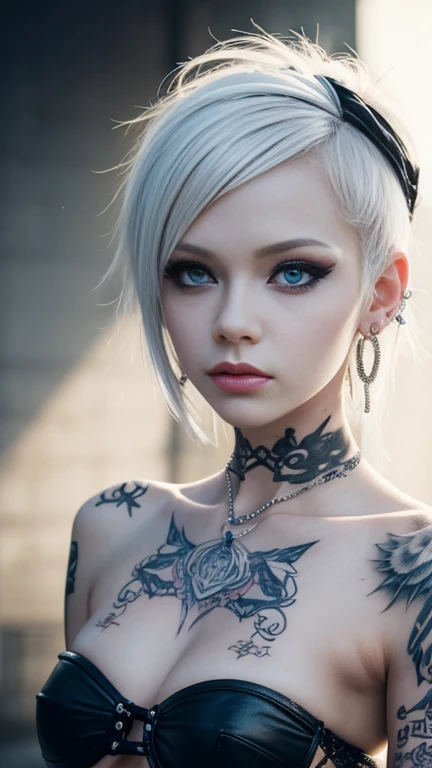 Here are some tips for the first topic:： quality, 8k, 32K, On the table:1.3), Super detailed, (Realistically:1.4), White, Albinism, Punk Girl, Detailed eyes, Whole body, Long legs，Gorgeous punk hairstyles, Avant-garde punk fashion, avant-garde makeup, Many piercings, Has lots of tattoos, Street Background, Backlight effect, Shallow depth of field, Ambiguous background"