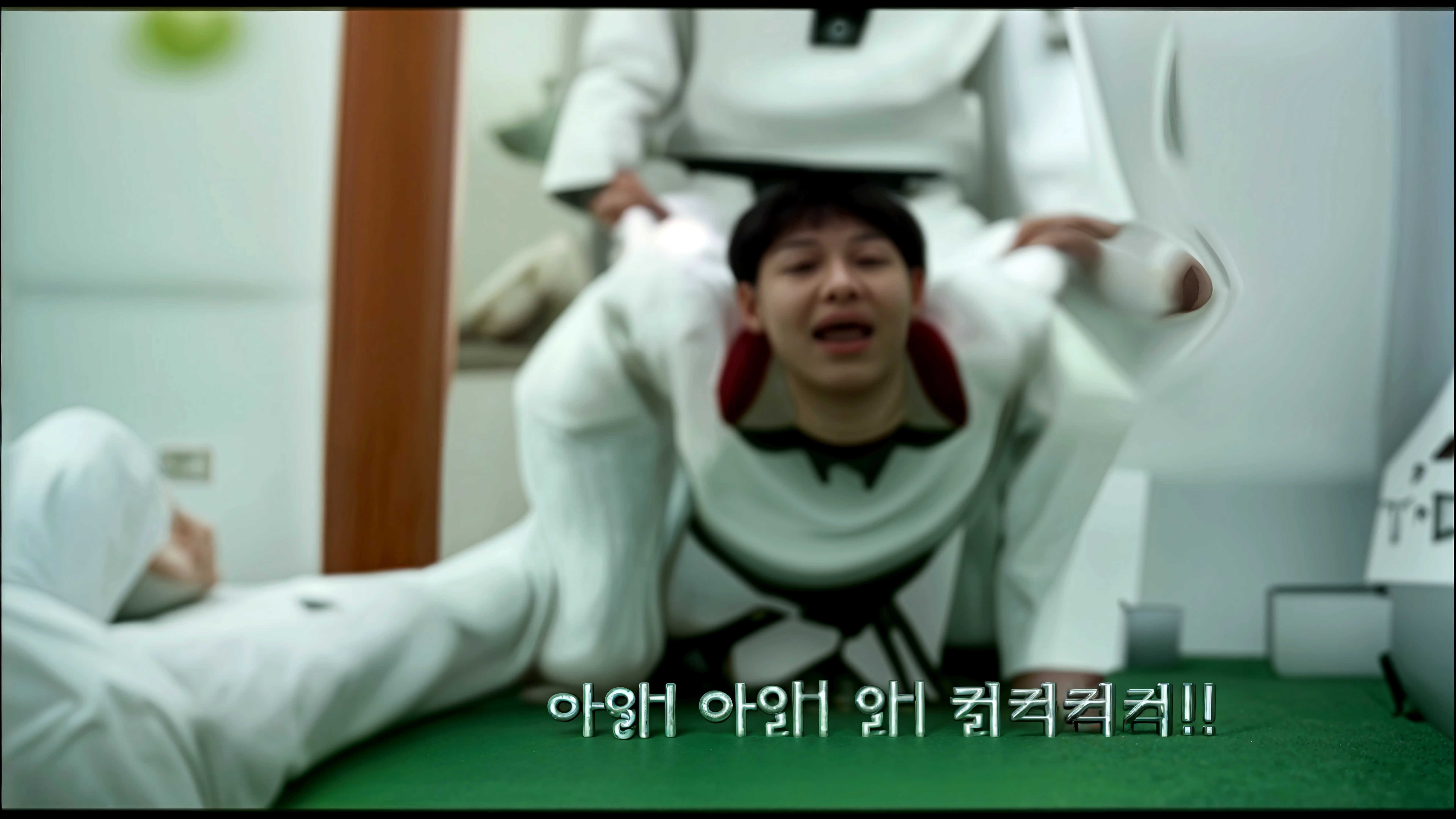 there is a man and a woman laying on a bed, fight scene, insane action pose, fighting scene, posing for a fight, horror dramatic moment, choreographed fight scene, extreme face contortion, video still, head is up, doing martial arts, trampling over pyongyang, best scene, extreme pose, epic fight scene