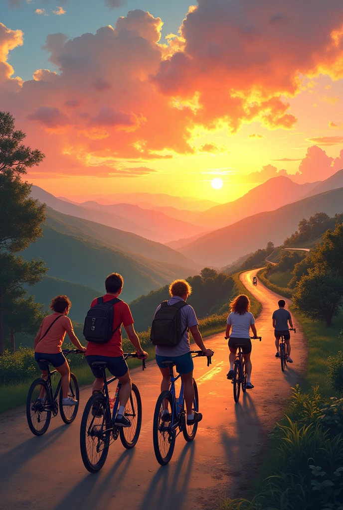Bike ride with friends to hill station with wonderful sunset view