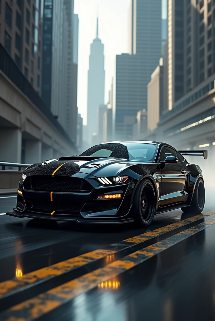 Images of black mustang dark horse, White and yellow 