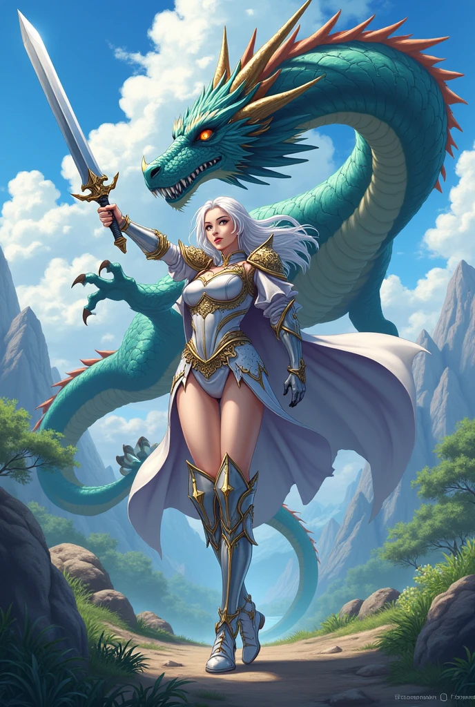 Anime knight dragon girl beautiful 