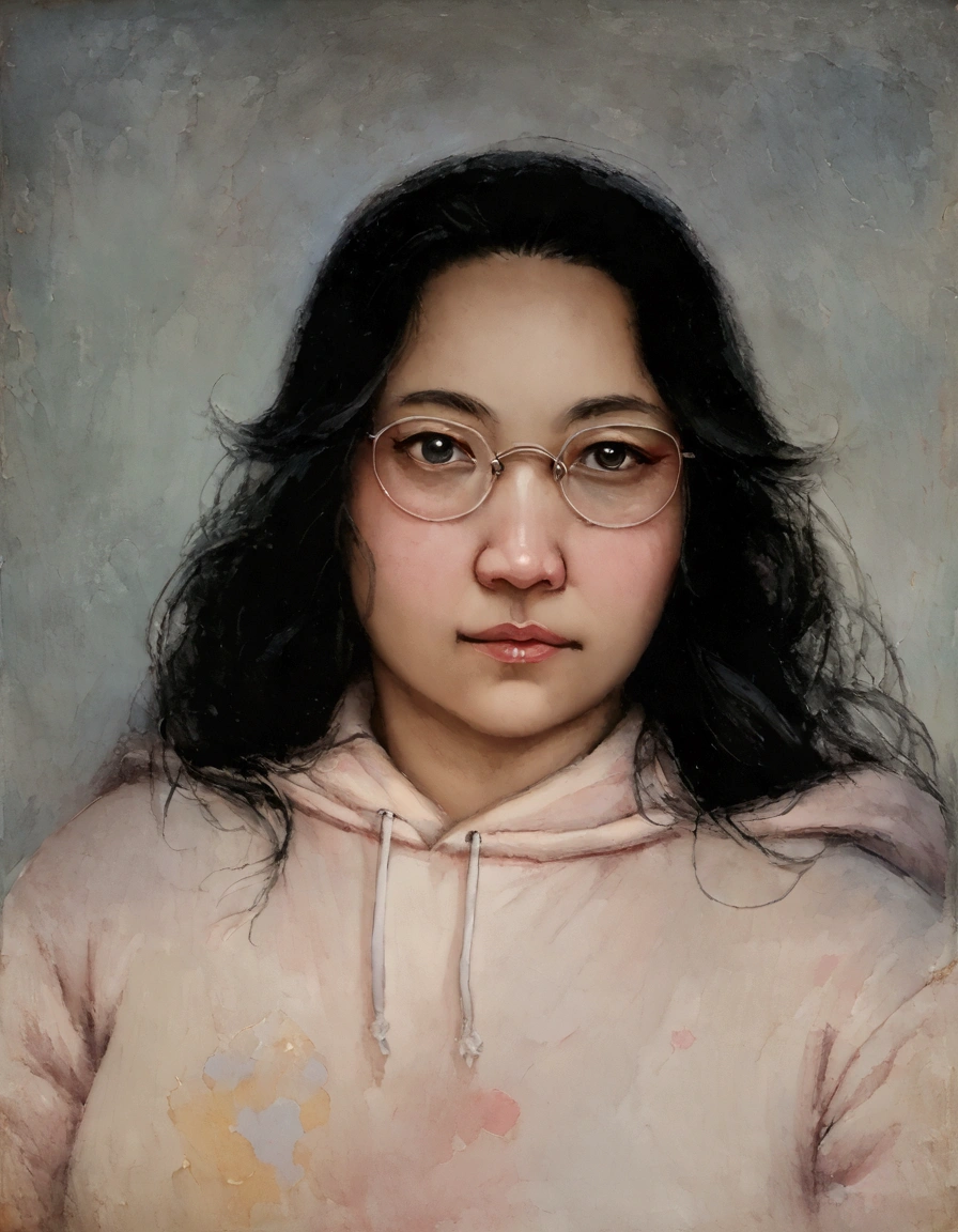 arafed woman with glasses and a hoodie posing for a picture, halfbody headshot, headshot profile picture, with long hair, taken in the early 2020s, steven jung, lofi portrait, inspired by Taiyō Matsumoto, with long dark hair, david luong, (((luke chueh))), headshot photo