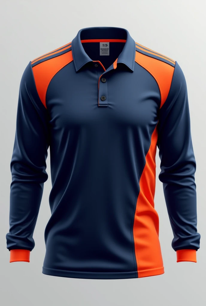 Cricket full sleeve jersey in navy blue and orange mix colors 