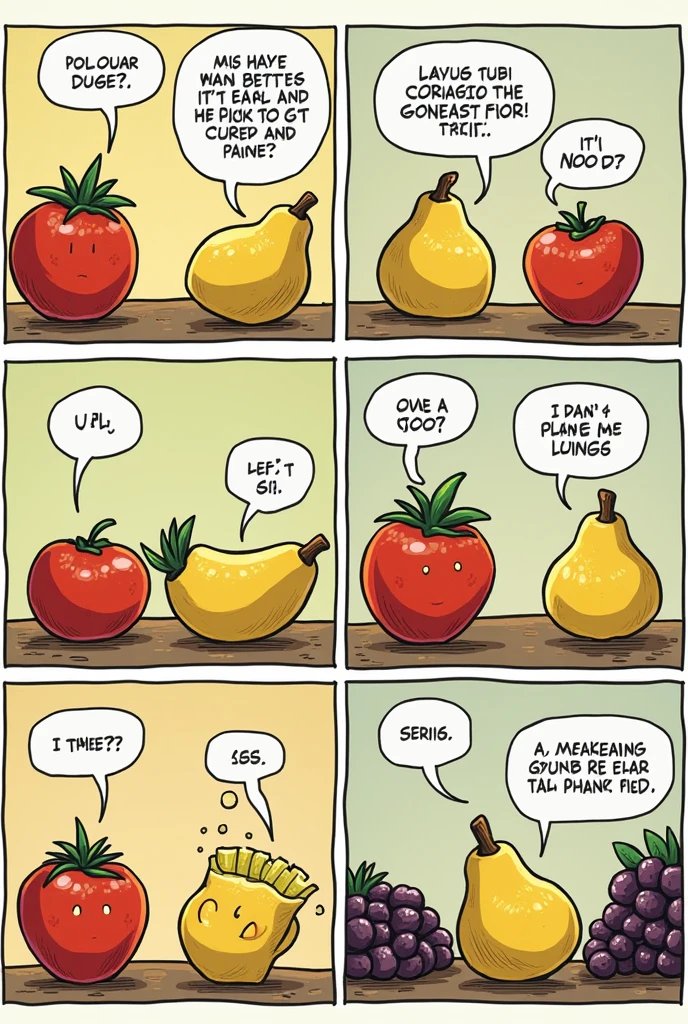 A comic strip about fruits talking about what it&#39;s like to be wasted without talking